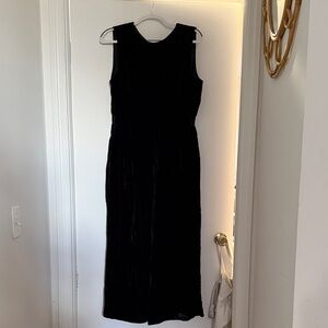 J. Crew Classic Black Velvet Wide Leg Jumpsuit with Open Back